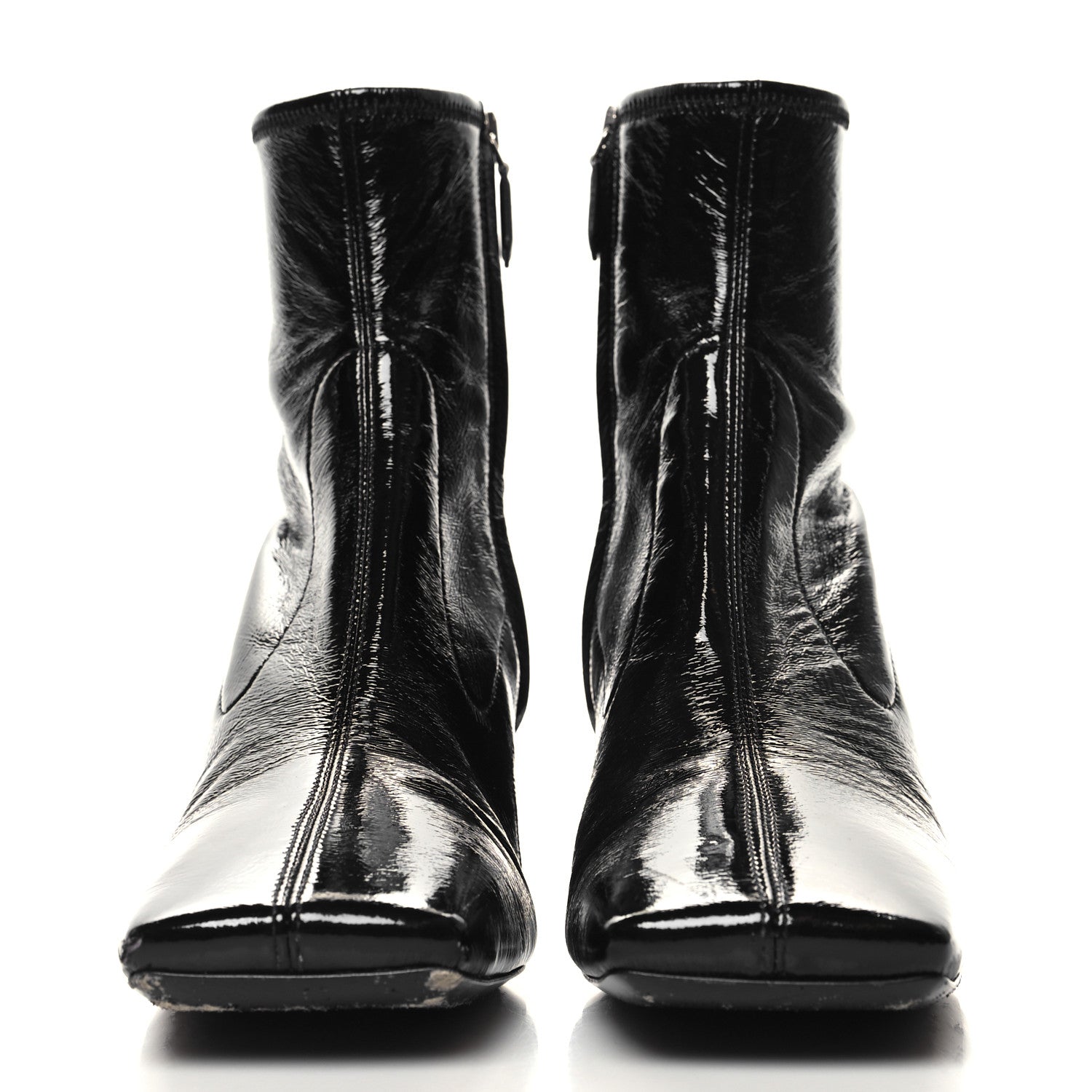 Prada Patent Naplak Tech Square Toe 55mm Ankle Boots 40.5 Black 2 of 9