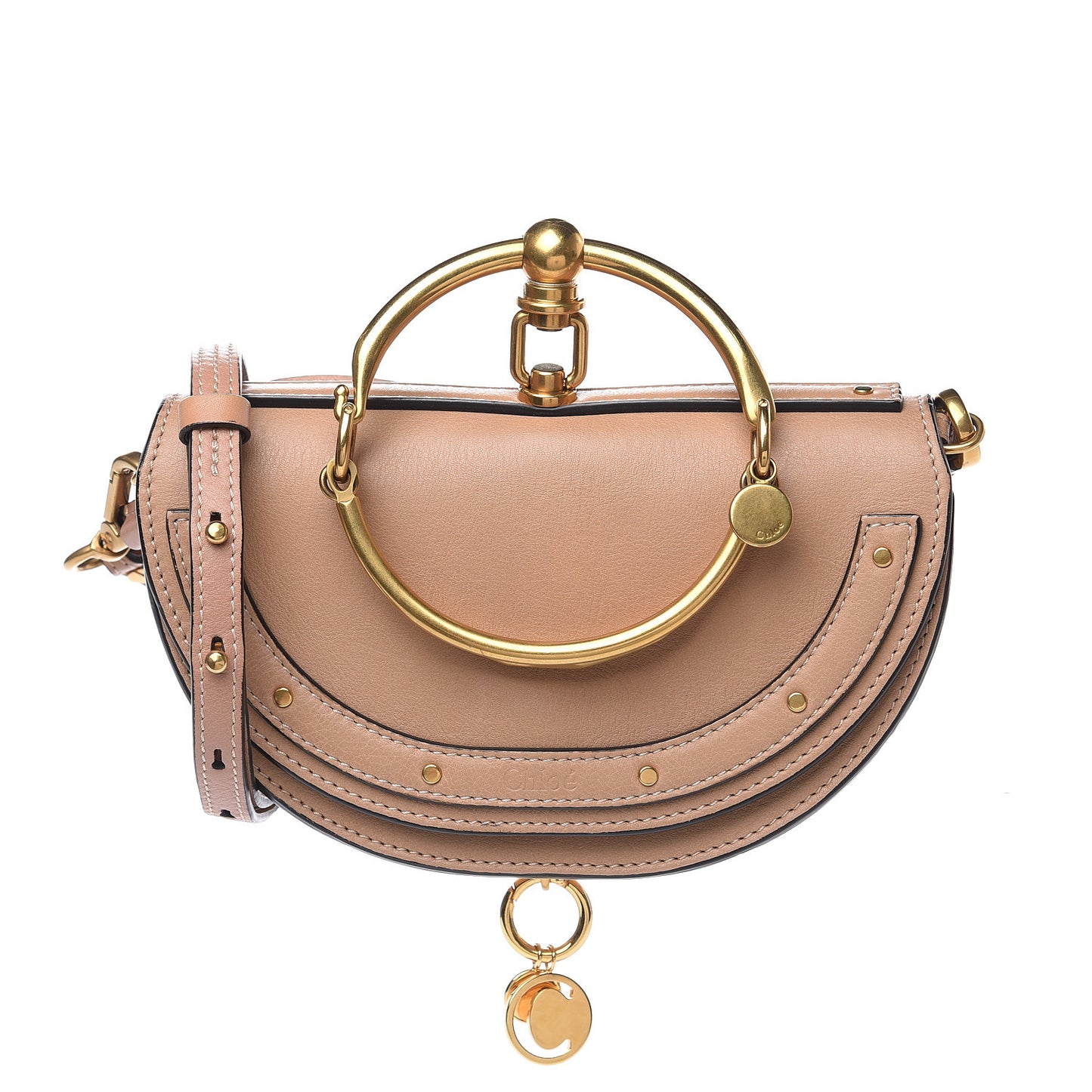 Calfskin Small Nile Bracelet Minaudiere Bag Biscotti Beige