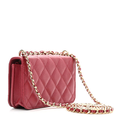 Chanel Caviar Quilted Pocket Twins Clutch With Chain Burgundy 3 of 12