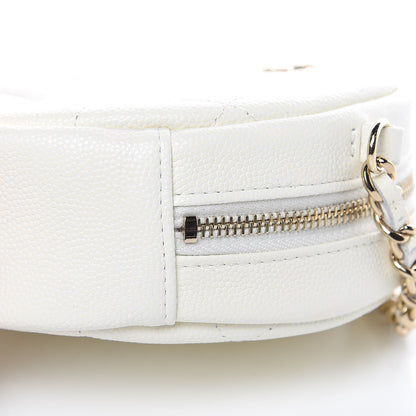 Chanel Caviar Quilted Round Clutch With Chain White 9 of 10