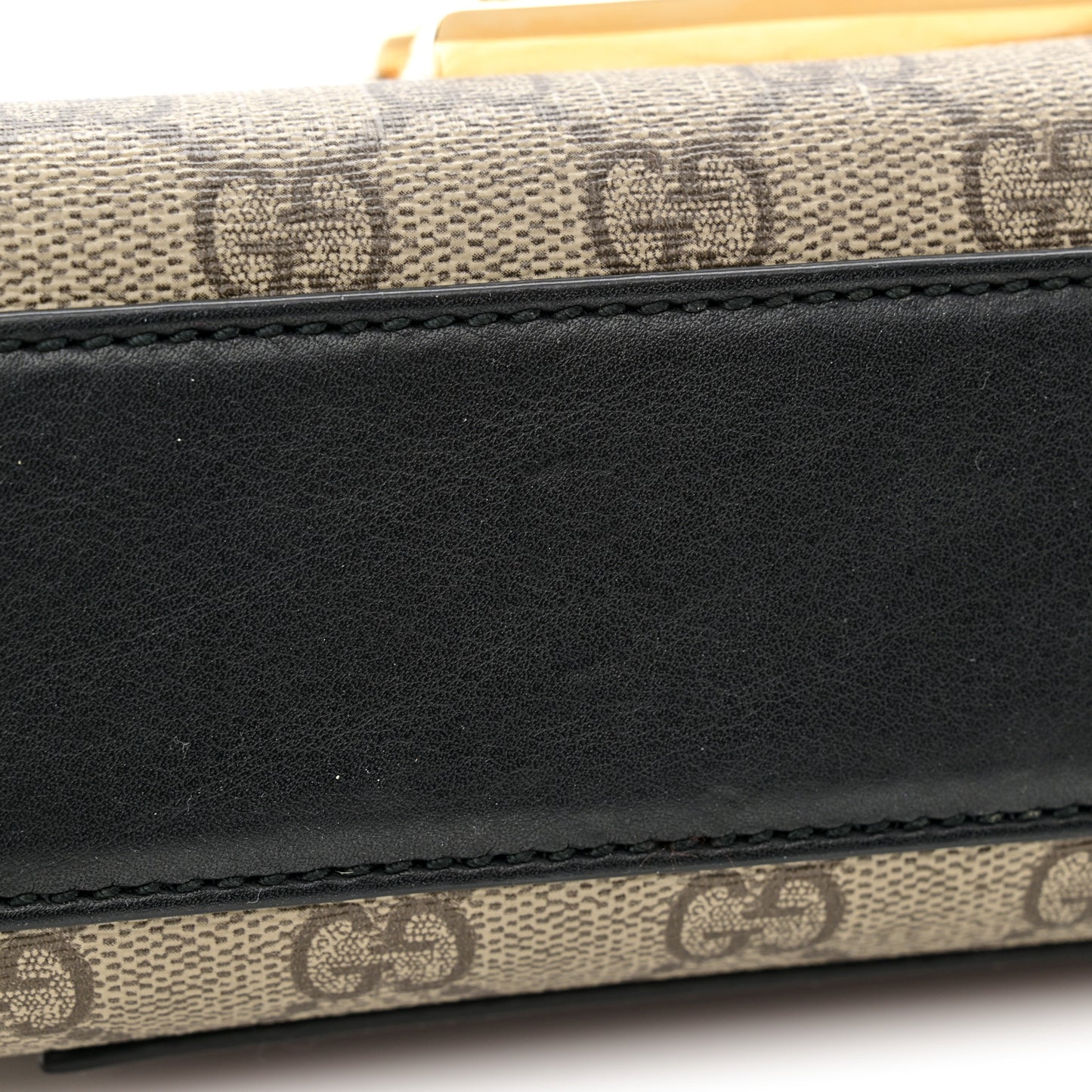 GG Supreme Monogram Calfskin Small Padlock Shoulder Bag Beige Black Cuir