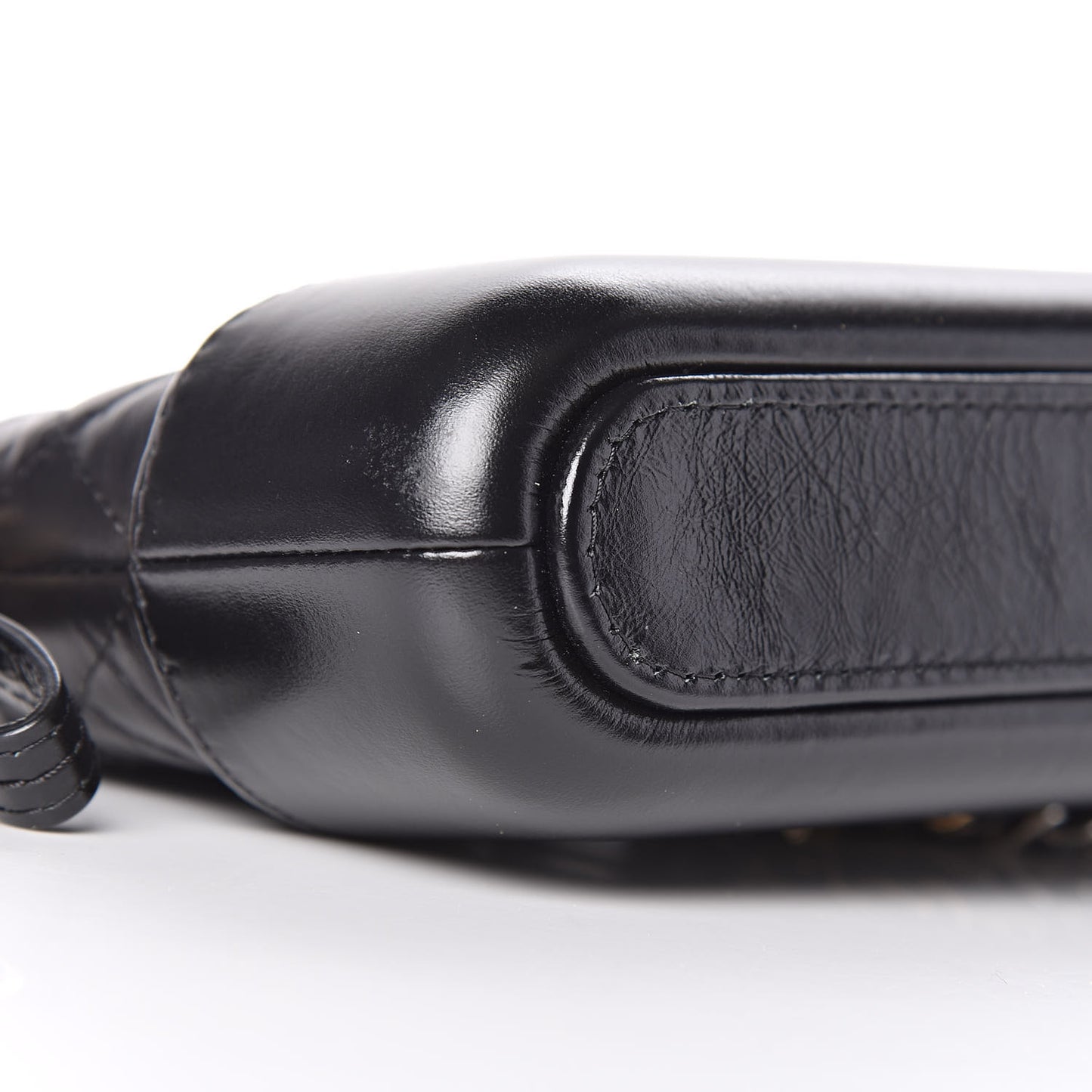 Aged Calfskin Quilted Small Gabrielle Clutch With Chain Black