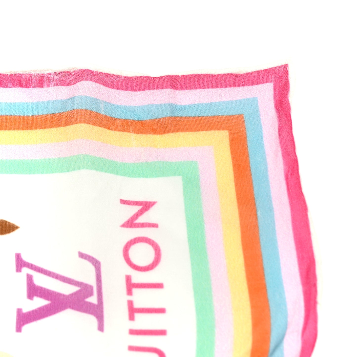 LV X TM Silk Cotton Monogram Multicolor Square Scarf 55 White
