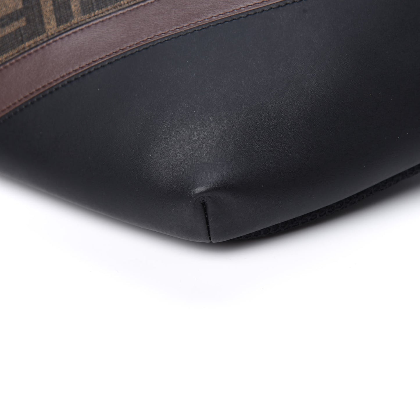 Glazed Fabric Vitello Liberty FF 1974 Diagonal Belt Bag Tobacco Moresco Black