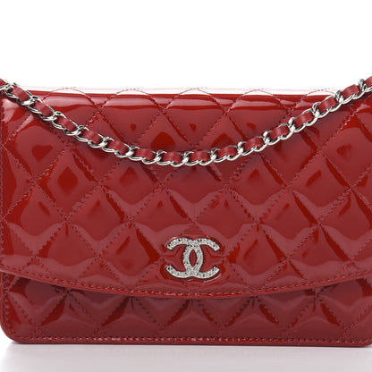 Chanel Patent Quilted Brilliant Wallet On Chain WOC Red 10 of 11