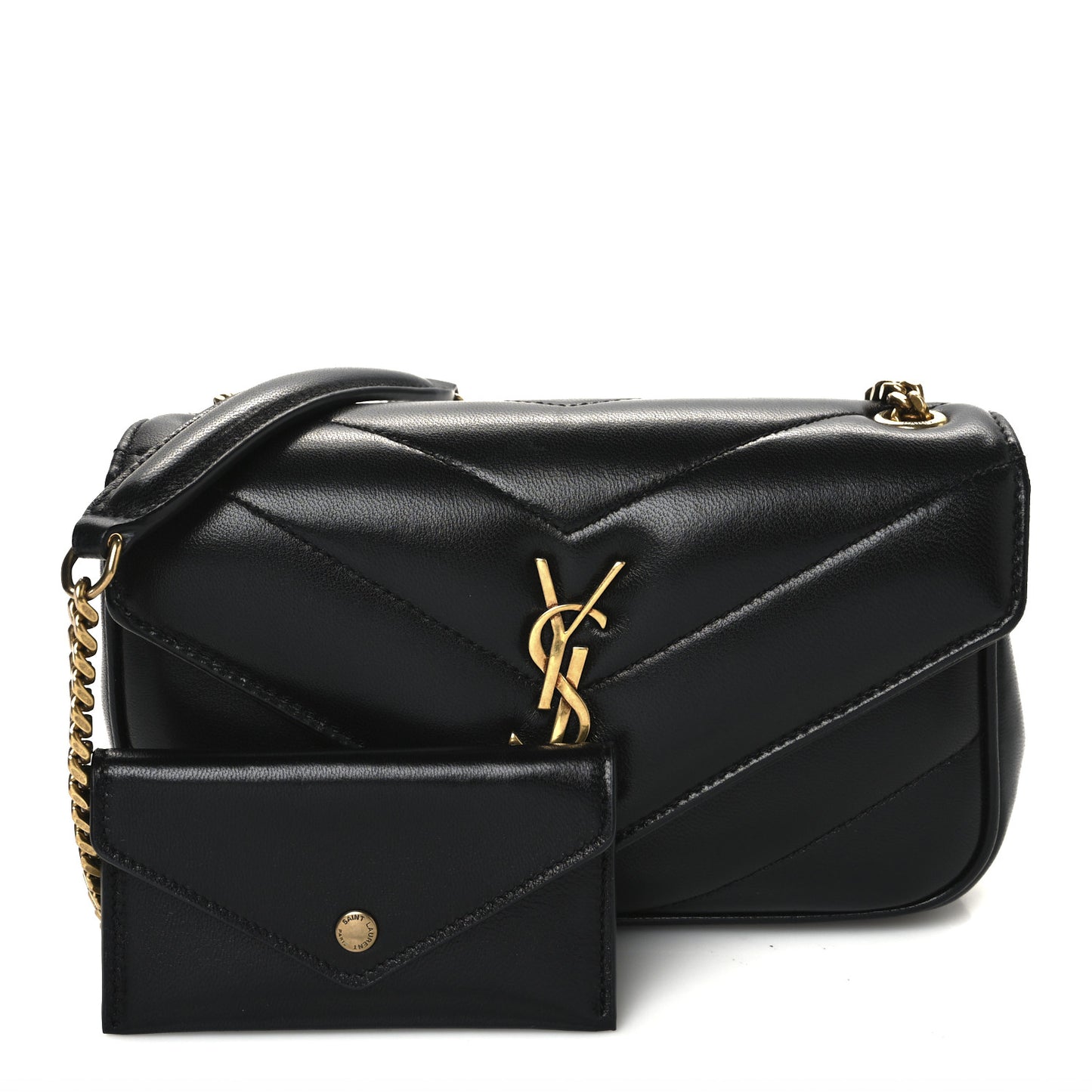 Lambskin Chevron Quilted Mini Loulou Black