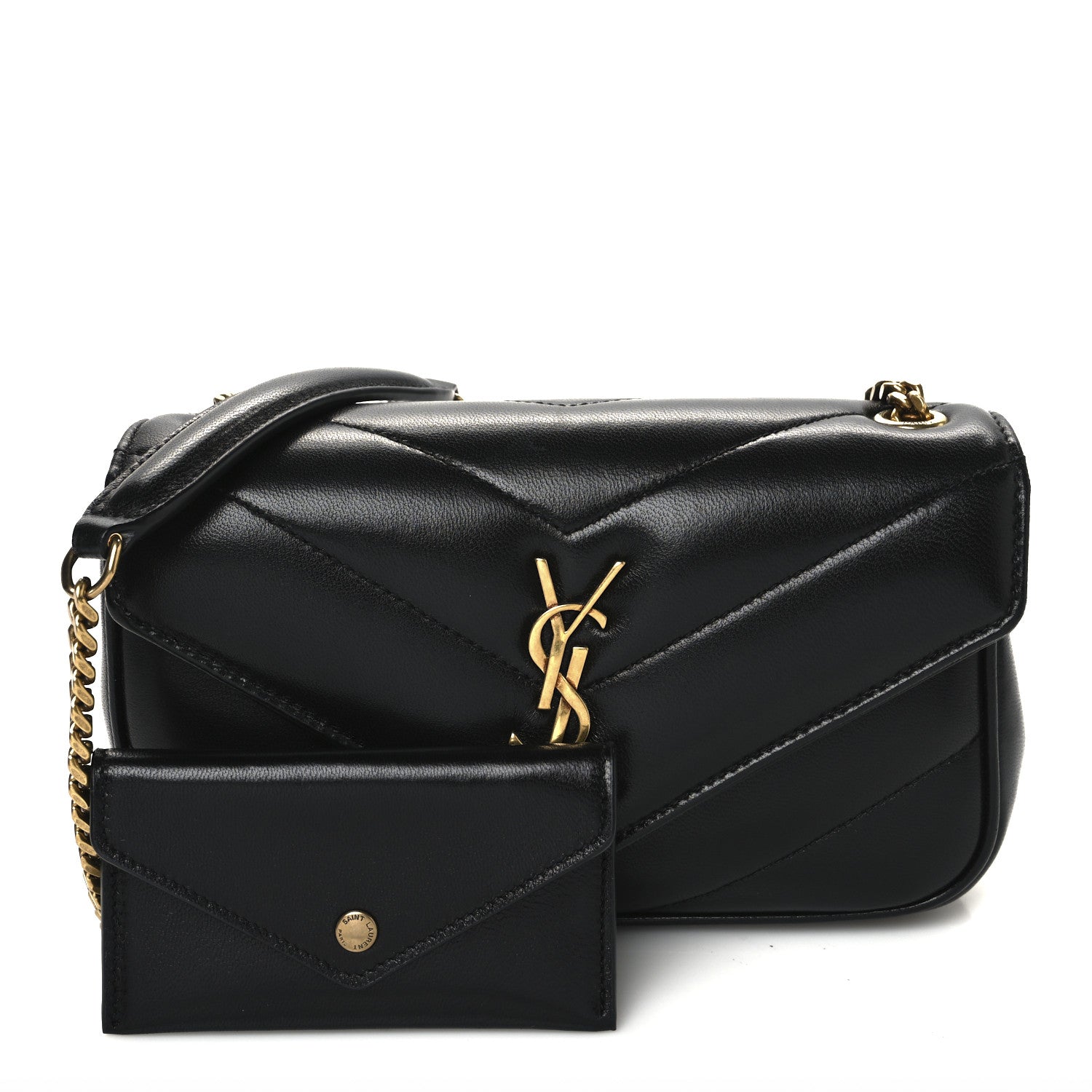Saint Laurent Lambskin Chevron Quilted Mini Loulou Black 3 of 11