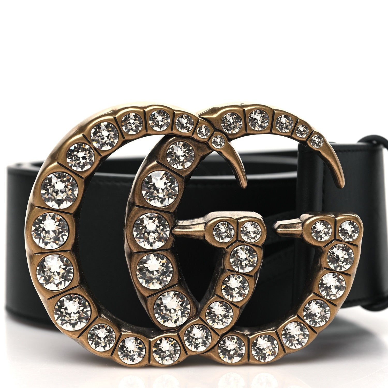 Gucci Calfskin Crystal Double G 55mm Belt 85 34 Black 2 of 5
