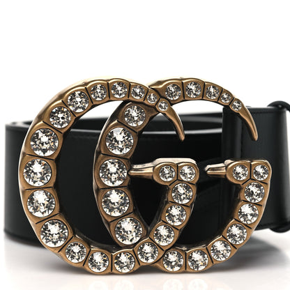 Gucci Calfskin Crystal Double G 55mm Belt 85 34 Black 2 of 5