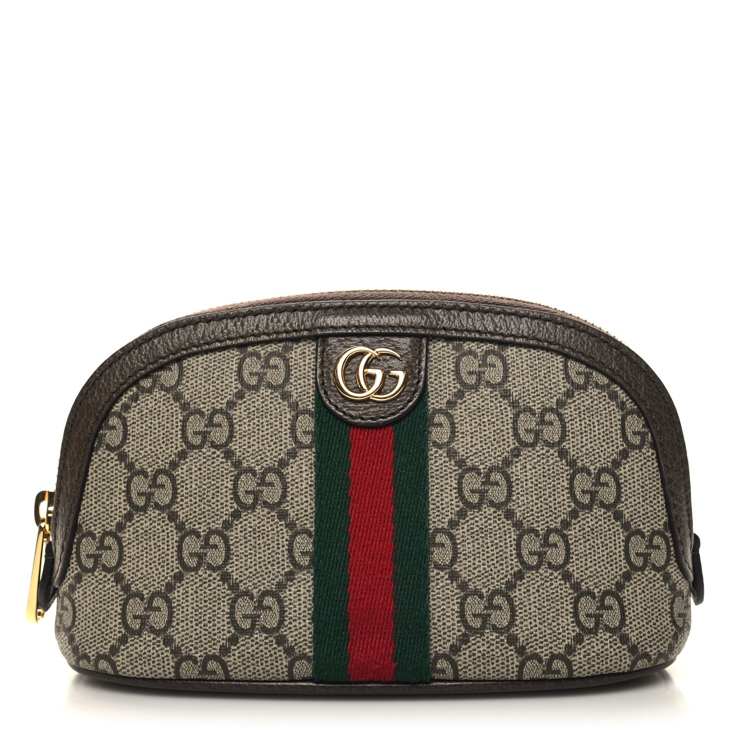 Gucci GG Supreme Monogram Textured Calfskin Web Medium Ophidia Cosmetic Case Beige Ebony New Acero 1 of 11