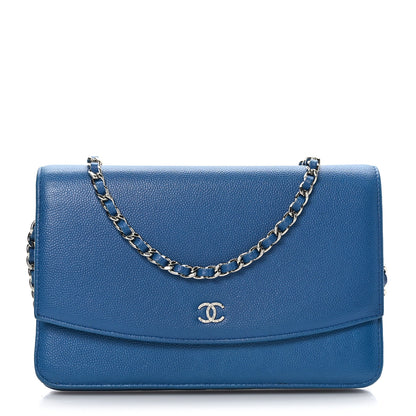 Chanel Caviar Sevruga Wallet on Chain WOC Blue 1 of 10