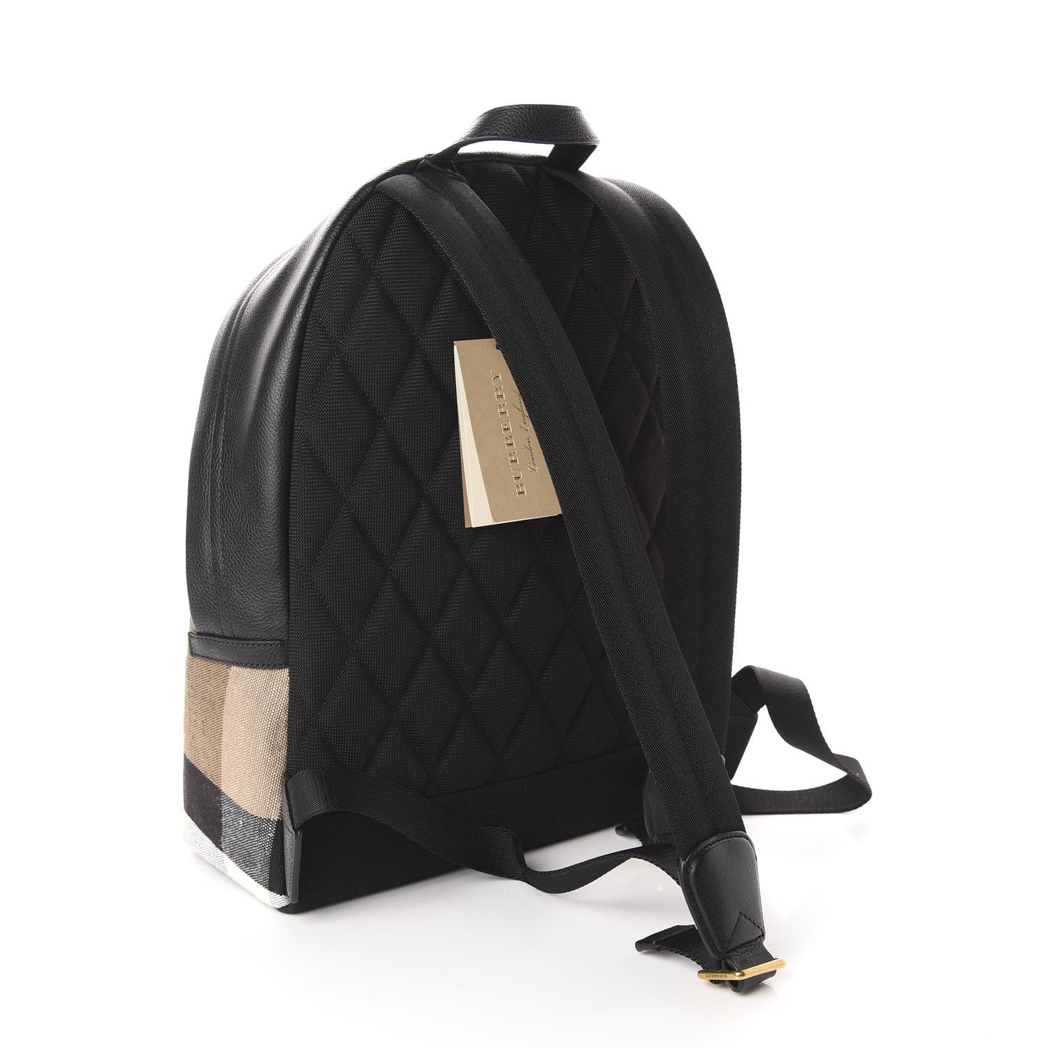 Burberry Mega Check Calfskin Abbeydale Simple Backpack Black Camel 2 of 8