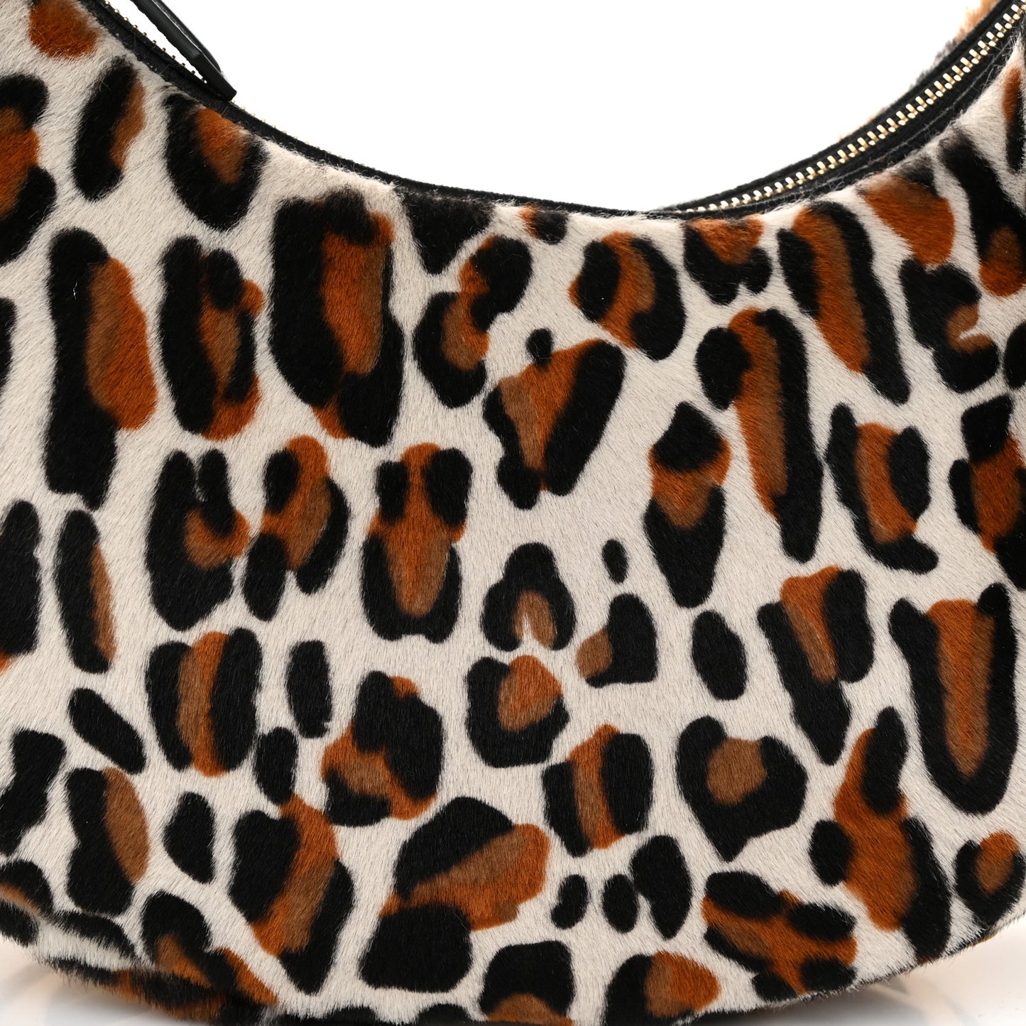 Sheepskin Vitello Grace Pony Hair Ocelot Small Fendigraphy Hobo Bag Black Multicolor