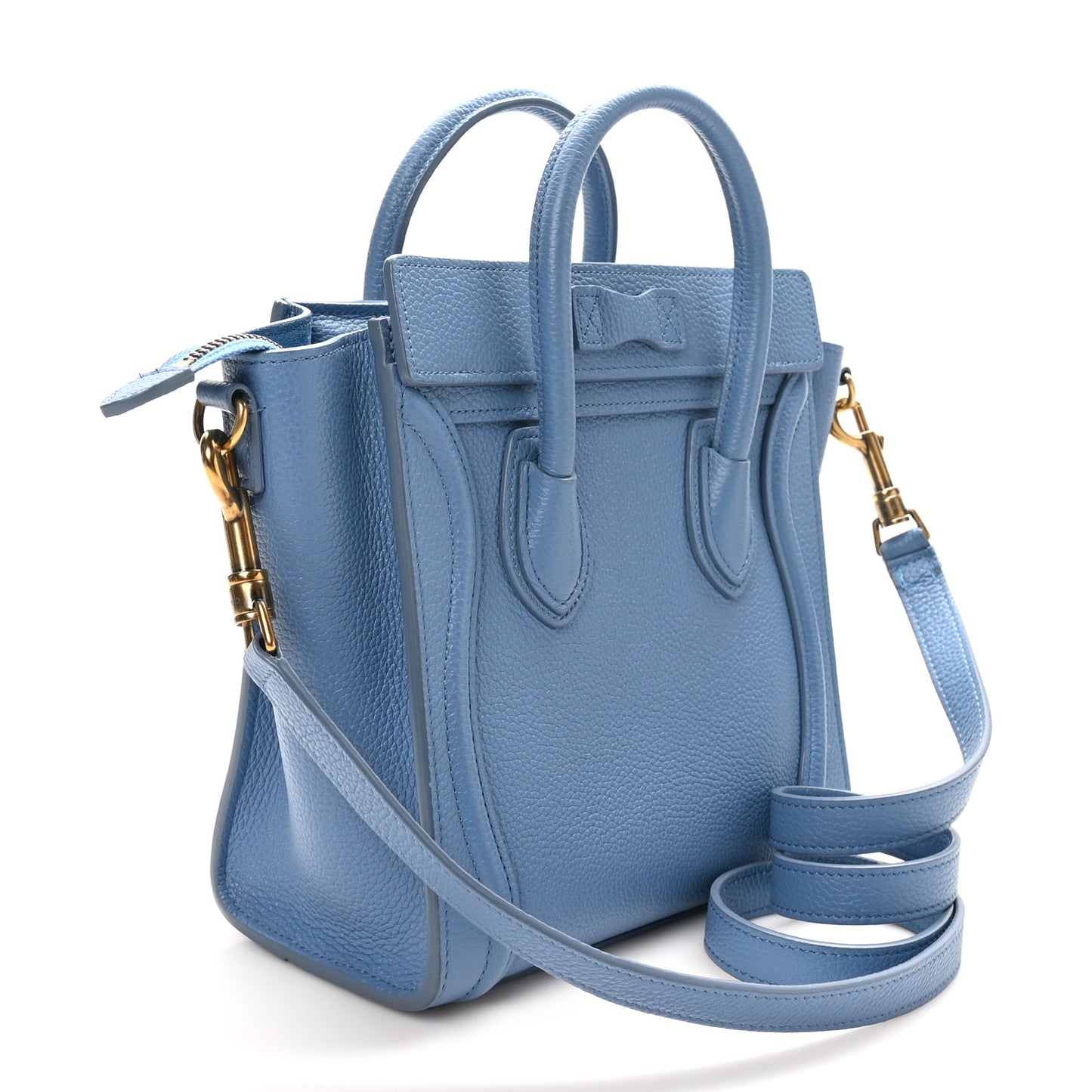 Drummed Calfskin Nano Luggage Azure