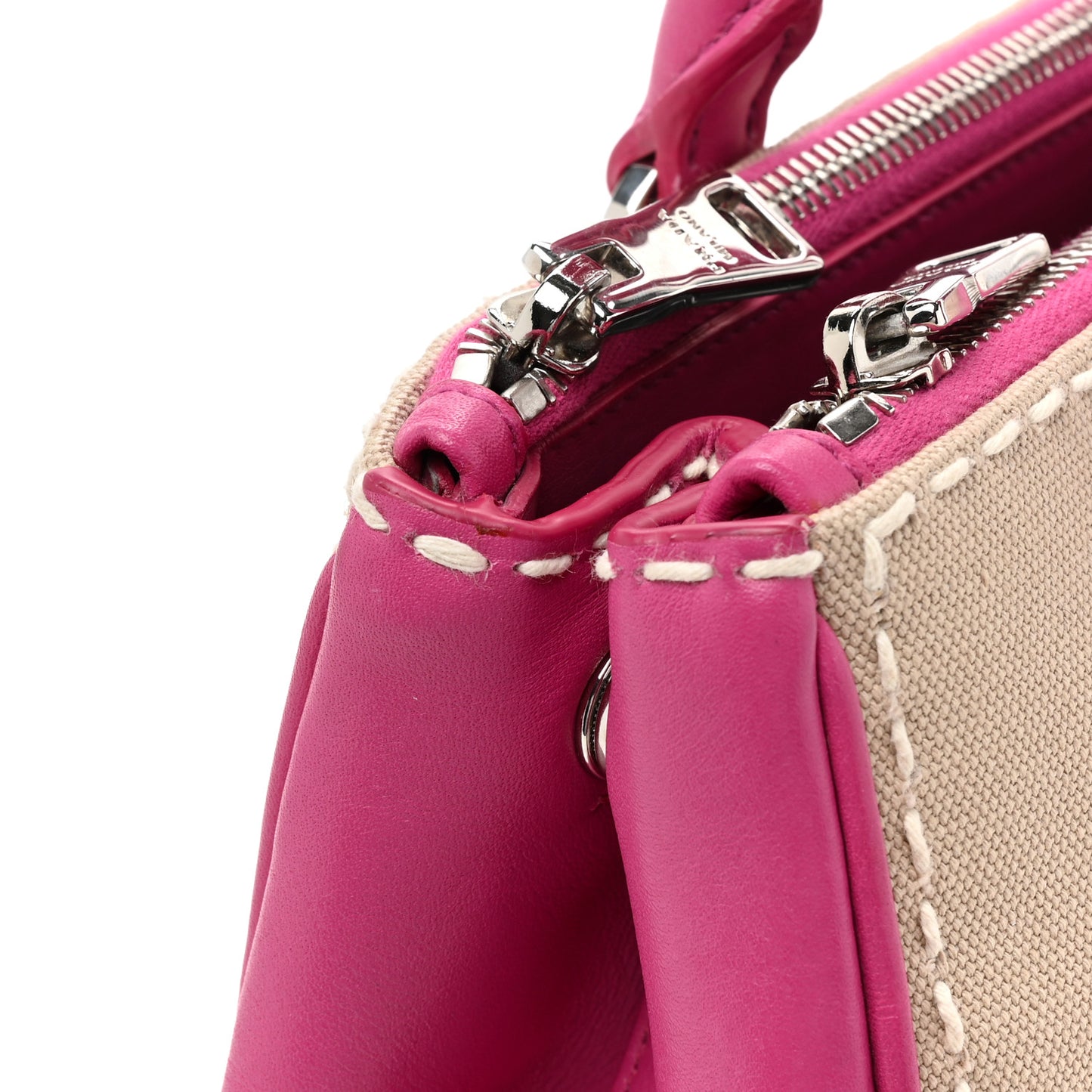 Canvas City Calf Stitched Galleria Double Zip Tote Corda Peonia