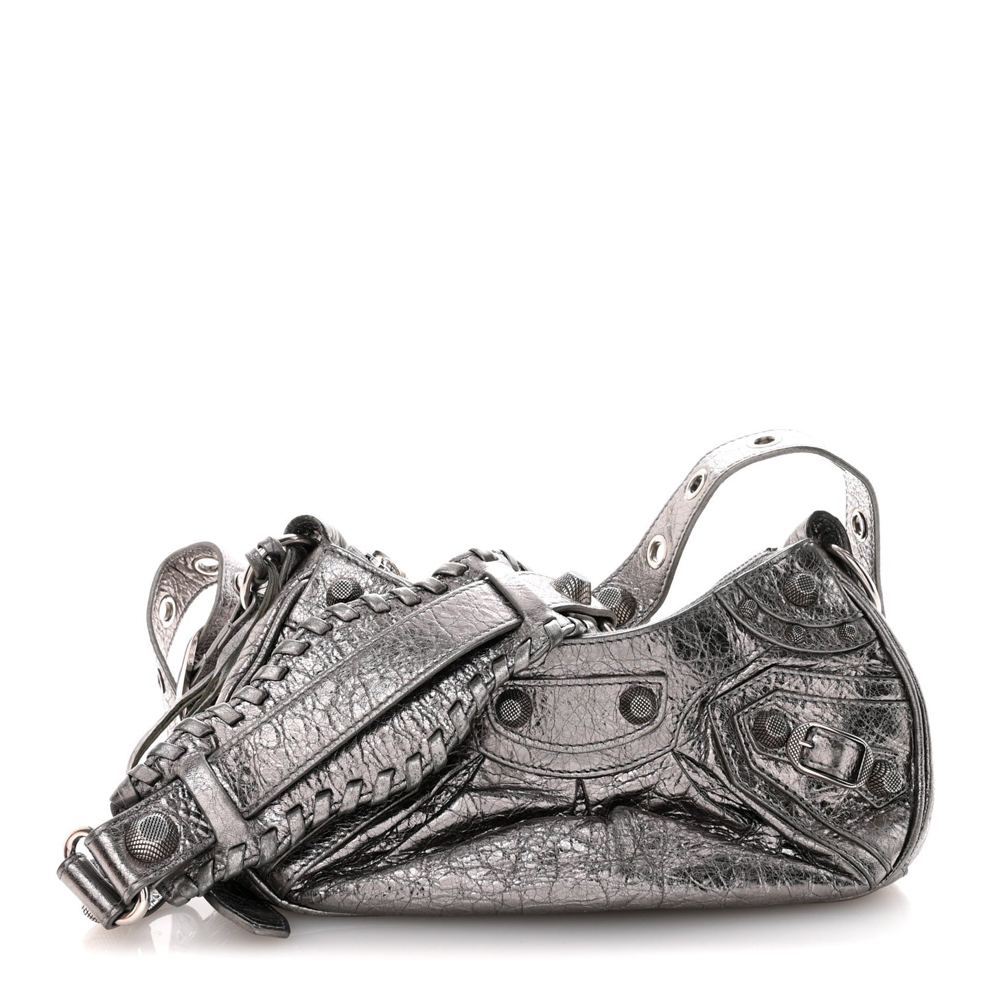 Metallic Agneau Arena Le Cagole Shoulder Bag XS Silver