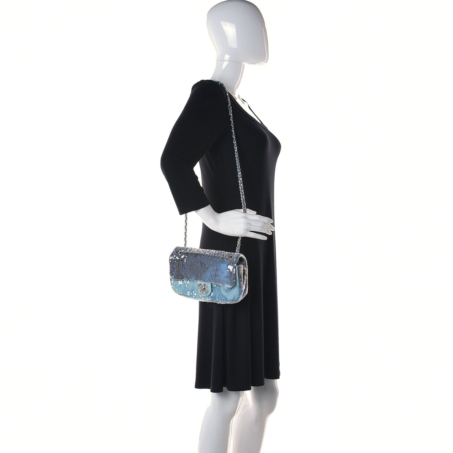 Sequin Mini Waterfall Flap Light Blue