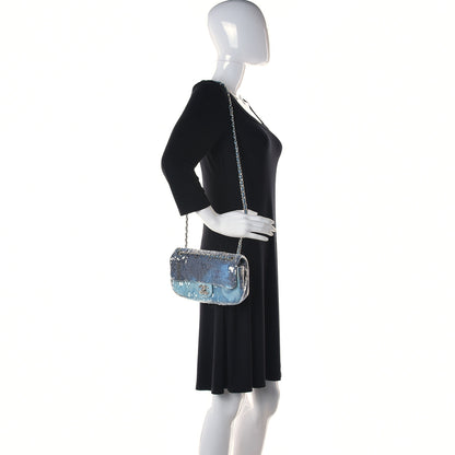 Chanel Sequin Mini Waterfall Flap Light Blue 2 of 13