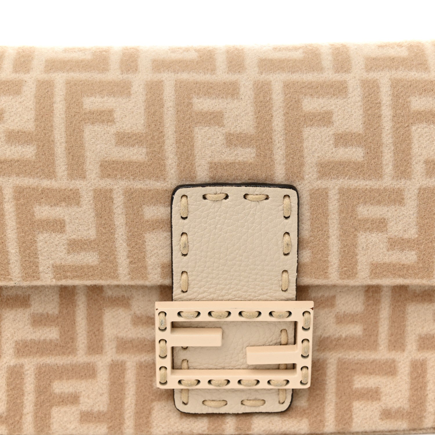 Fendi Wool Cuoio Romano Selleria FF 1974 Baguette 1997 Beige Cammello Camelia 8 of 10
