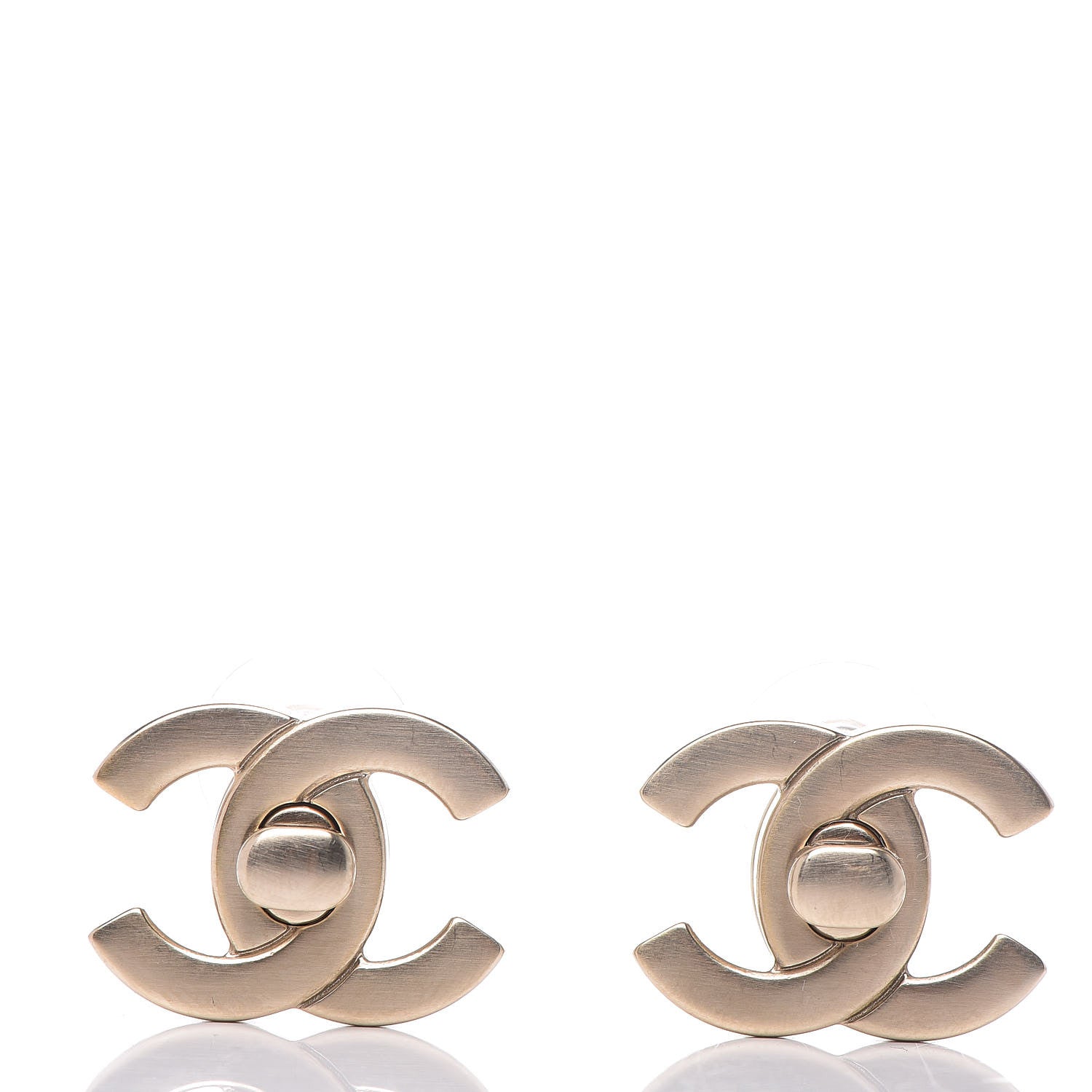 Chanel CC Turnlock Interchangeable Earrings Gold Iridescent 3 of 8
