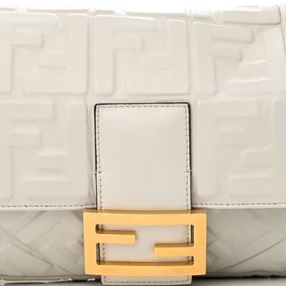Fendi Nappa FF 1974 Embossed Large Baguette White 9 of 12
