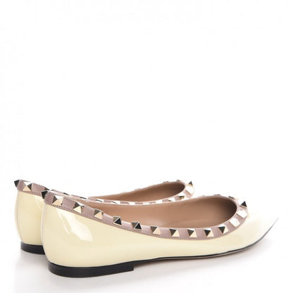 Valentino Garavani Patent Rockstud Ballerina Flats 36 Ivory Poudre 4 of 9