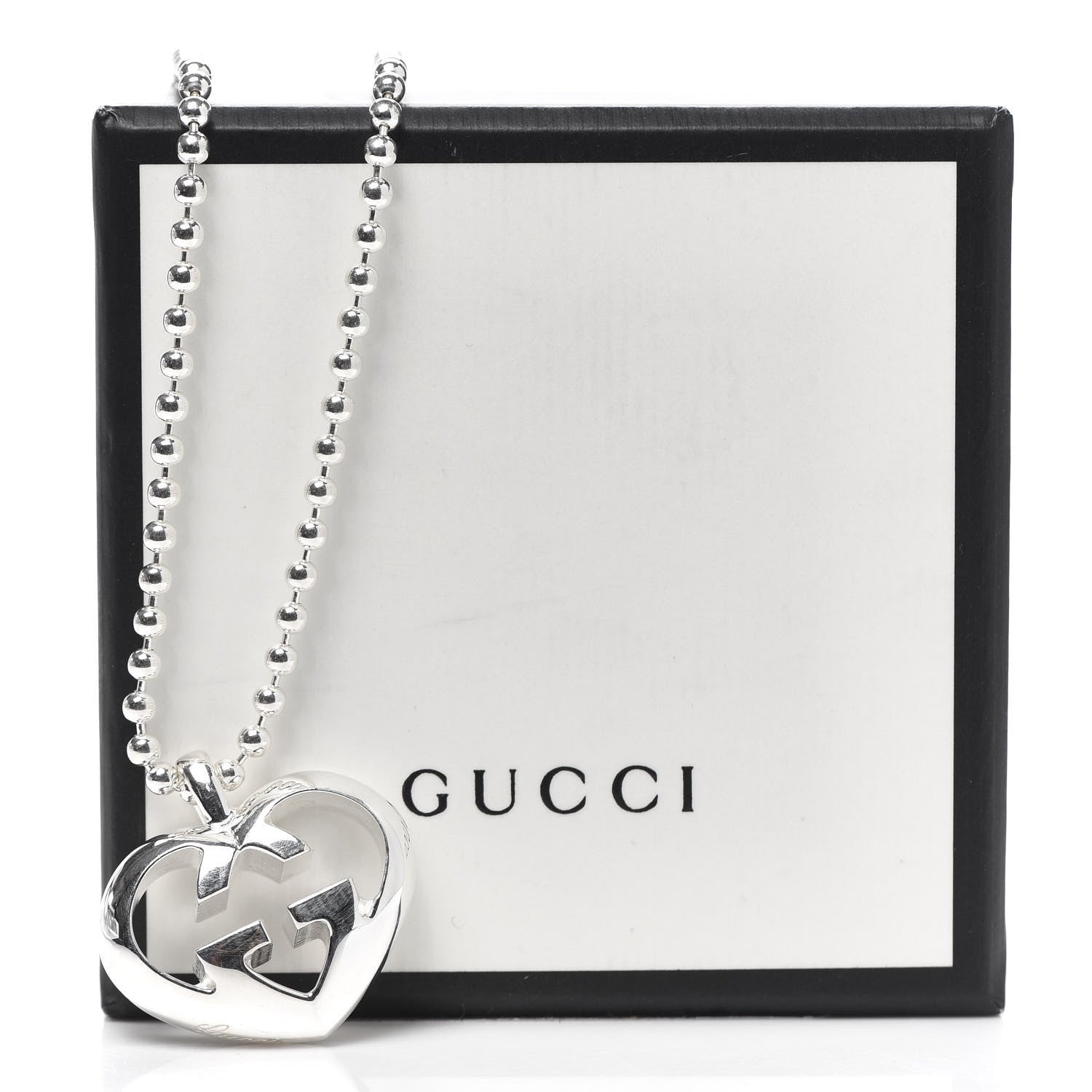 Gucci Sterling Silver Britt Heart Pendant Necklace 5 of 5