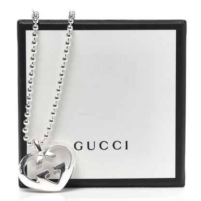 Gucci Sterling Silver Britt Heart Pendant Necklace 5 of 5