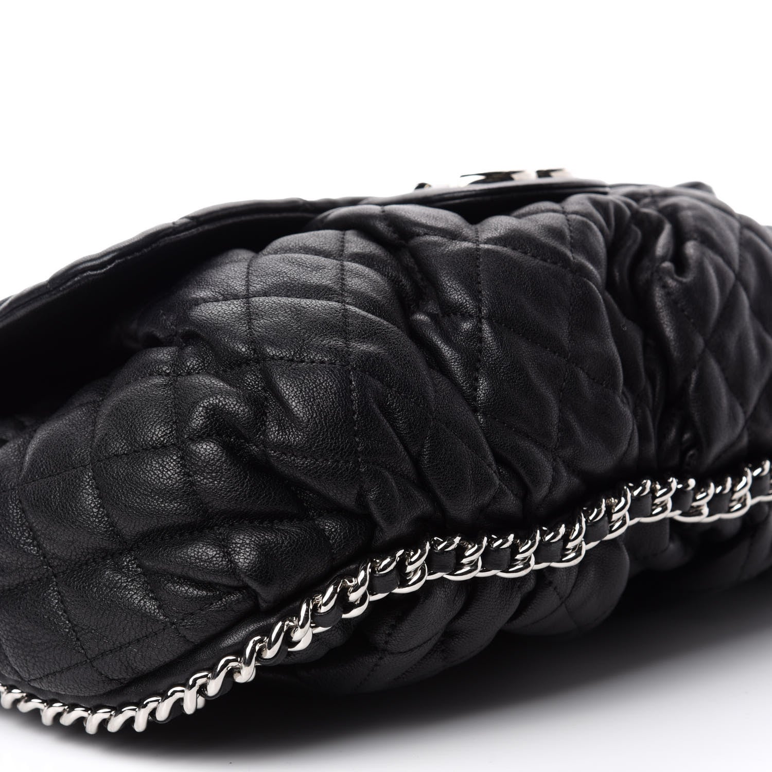 Chanel Washed Lambskin Quilted Large Chain Around Messenger Black 6 of 10
