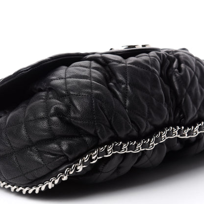 Chanel Washed Lambskin Quilted Large Chain Around Messenger Black 6 of 10