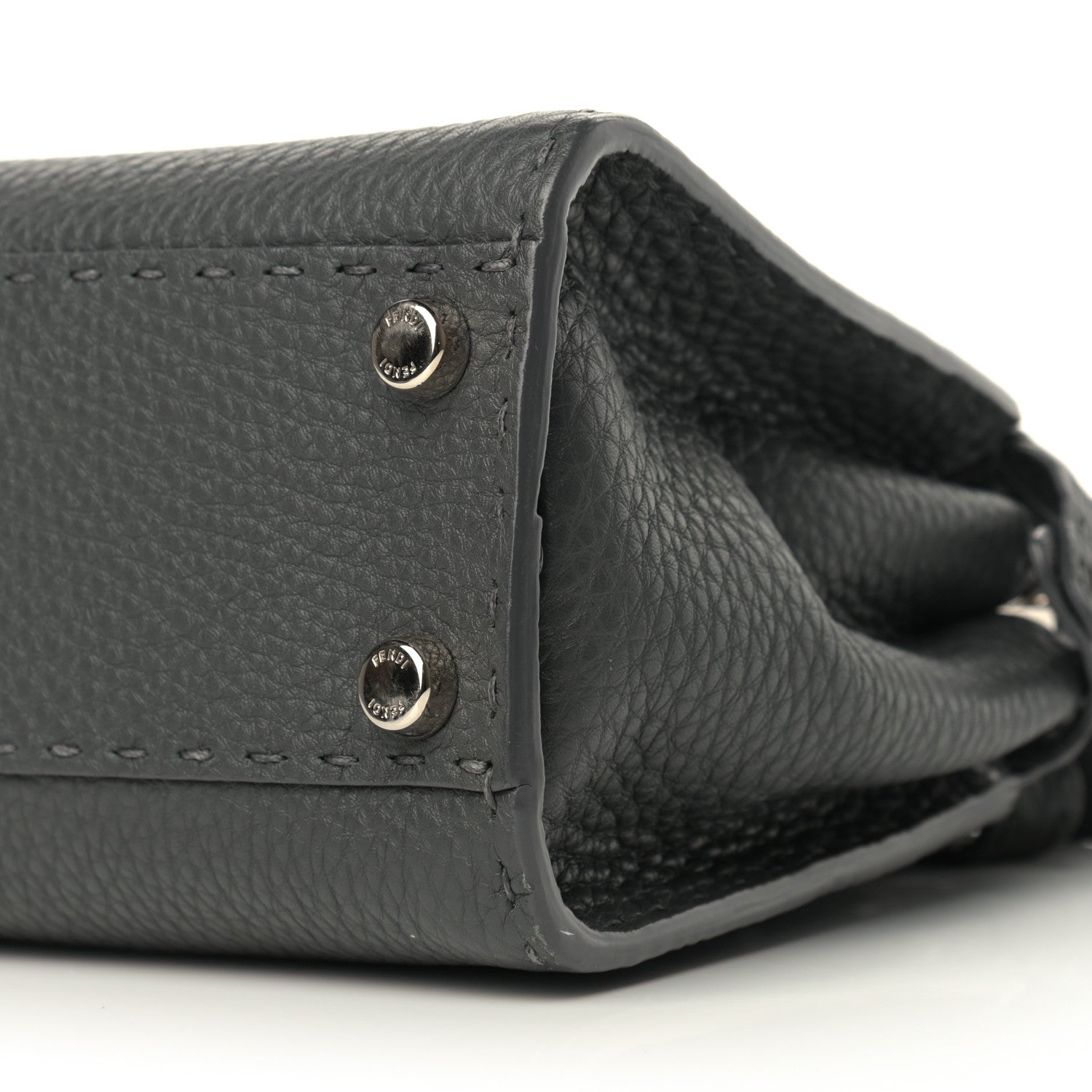 Fendi Cuoio Romano Alcantara Selleria Mini Peekaboo Iconic Satchel Asphalt Sky Blue 11 of 11