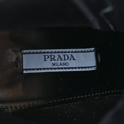 Prada Vitello Montana Neoprene Lace Up Chelsea 110mm Ankle Boots 39 Black Arancio 8 of 9