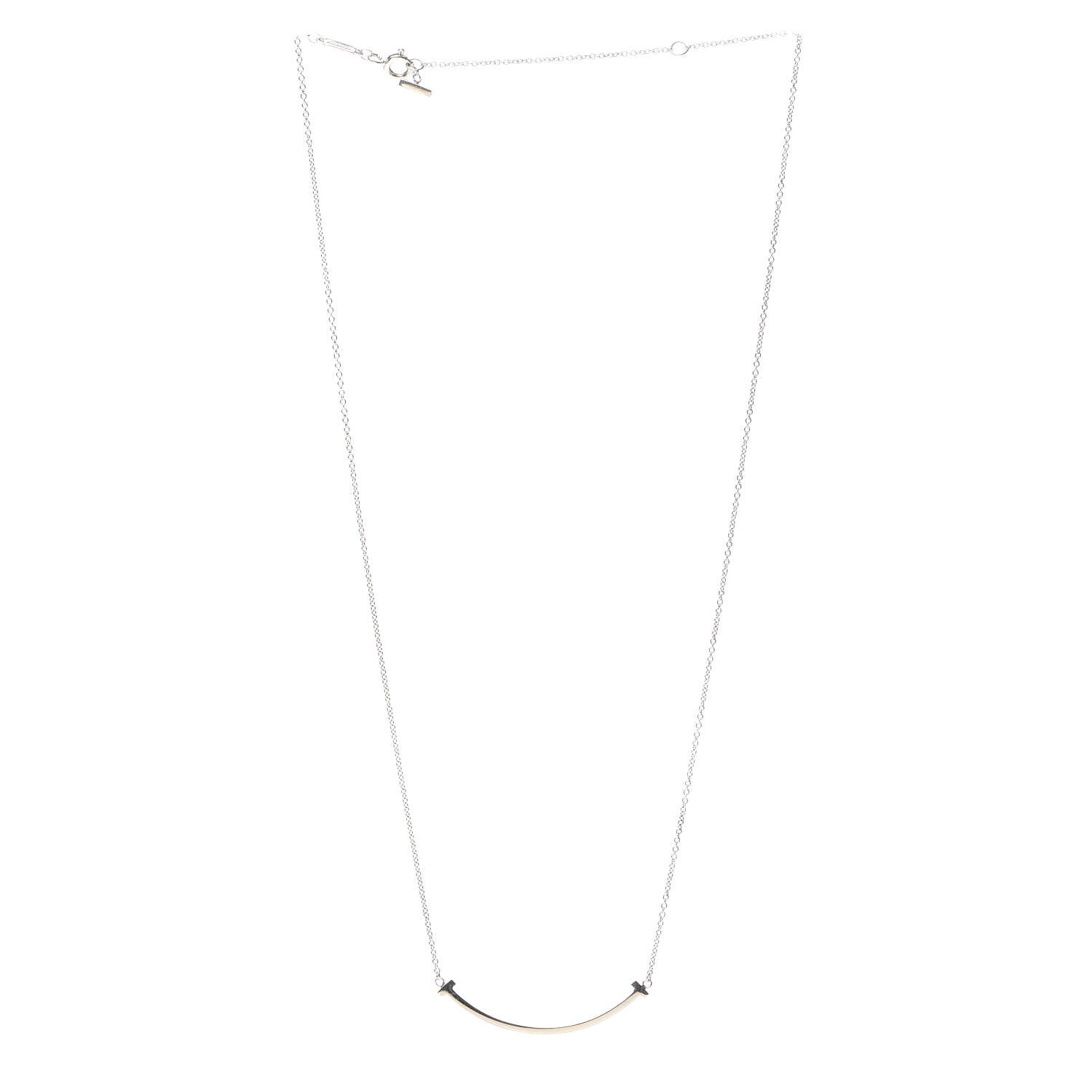 Tiffany Sterling Silver Small T Smile Pendant Necklace 3 of 6
