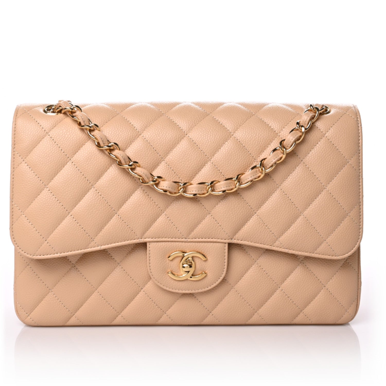 Chanel Caviar Quilted Jumbo Double Flap Beige 1 of 11