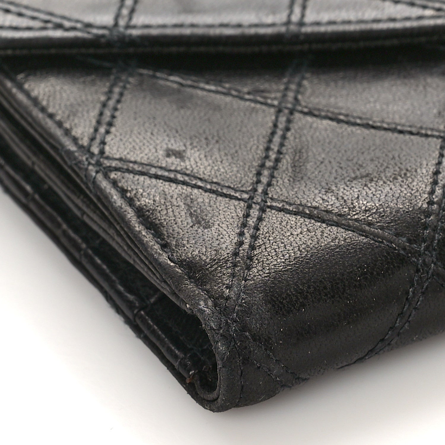 Chanel Calfskin Diamond Stitched Compact Wallet Black 8 of 12