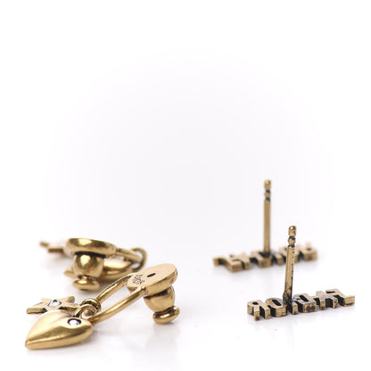Christian Dior Metal Heart Star J'adior Drop Earrings Antique Gold 3 of 4