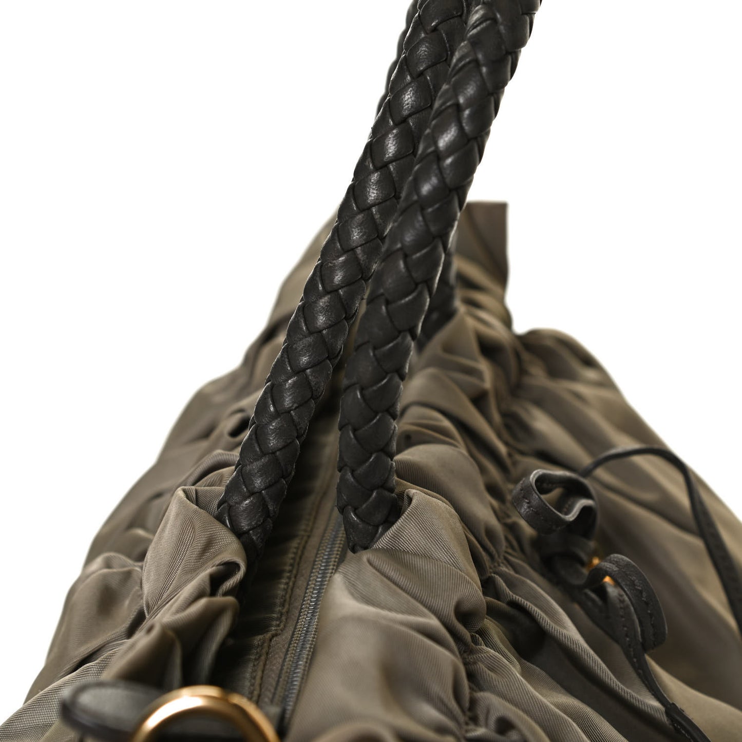 Tessuto Nylon Nappa Braided Top Handle Tote Grey
