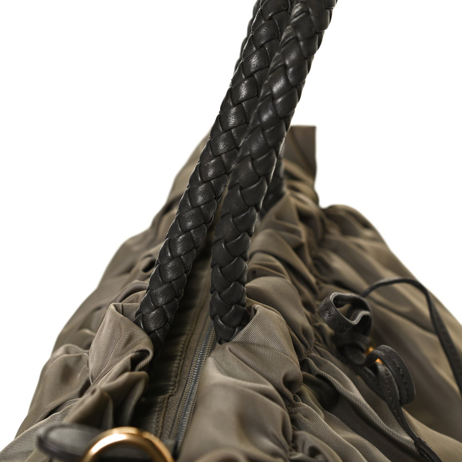 Prada Tessuto Nylon Nappa Braided Top Handle Tote Grey 11 of 16