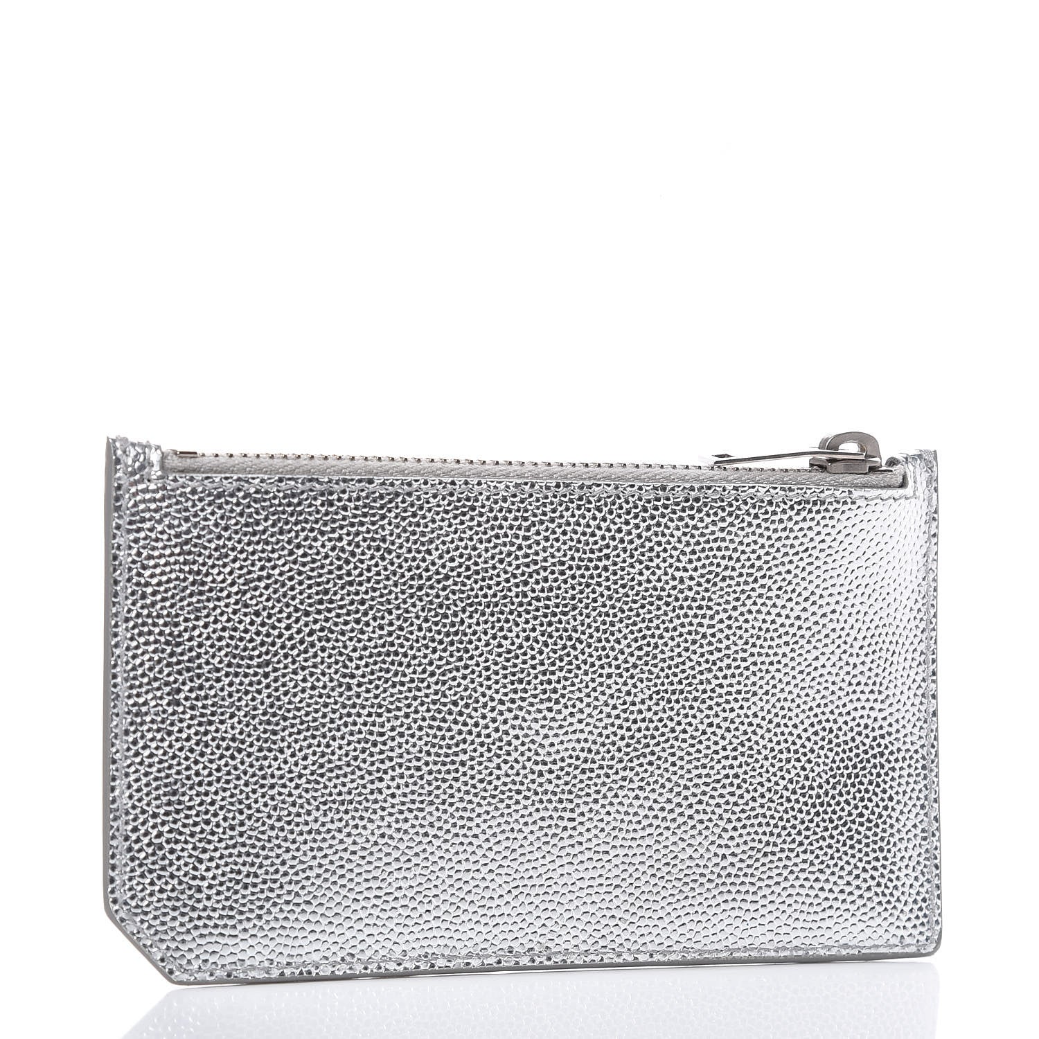 Saint Laurent Grained Calfskin 5 Fragments Zip Pouch Card Holder Silver 3 of 7