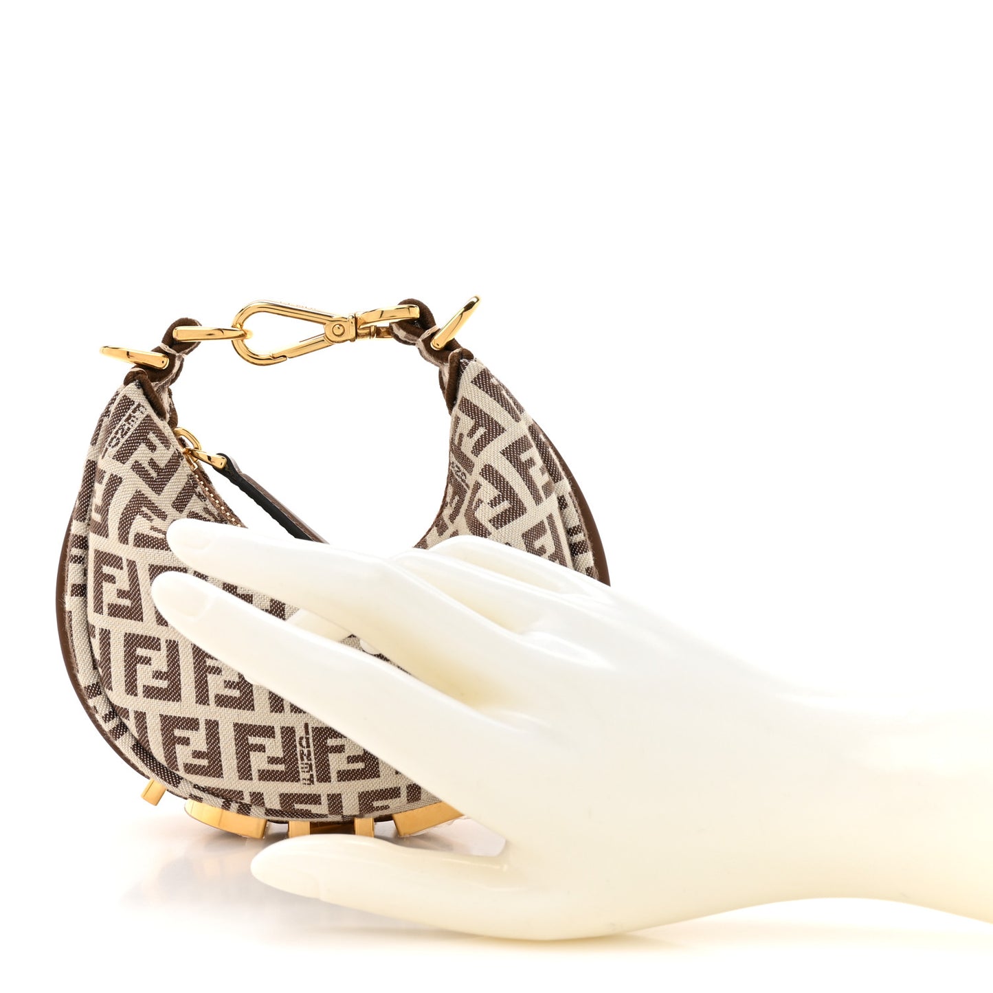 Fabric Jacquard FF 1974 Nano Fendigraphy Hobo Charm Beige
