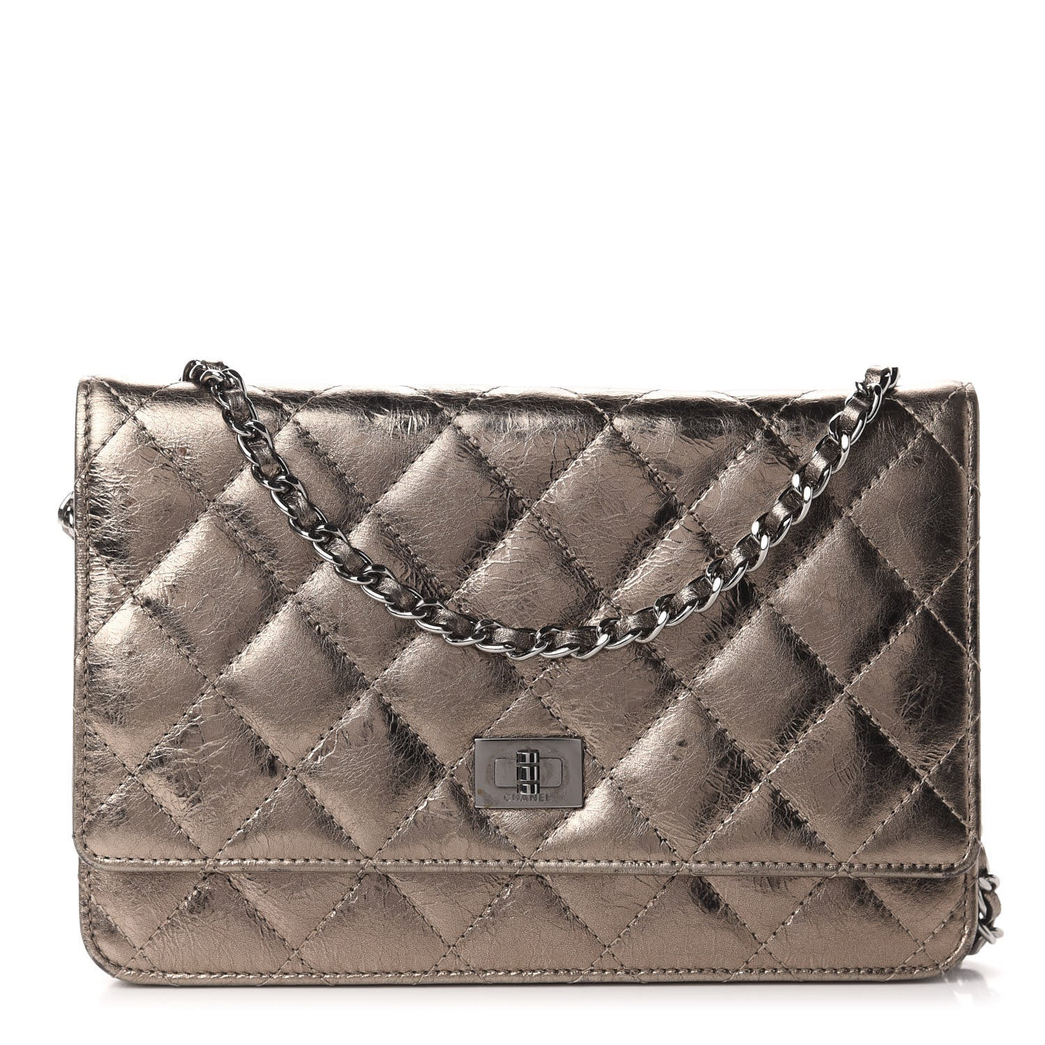 Chanel Metallic Aged Calfskin Quilted Reissue Wallet On Chain WOC Bronze 1 of 12