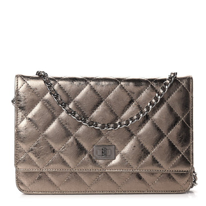 Chanel Metallic Aged Calfskin Quilted Reissue Wallet On Chain WOC Bronze 1 of 12