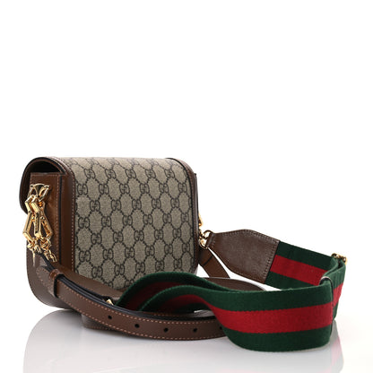 Gucci GG Supreme Monogram Web Mini Horsebit 1955 Shoulder Bag Beige Brown Sugar 3 of 16