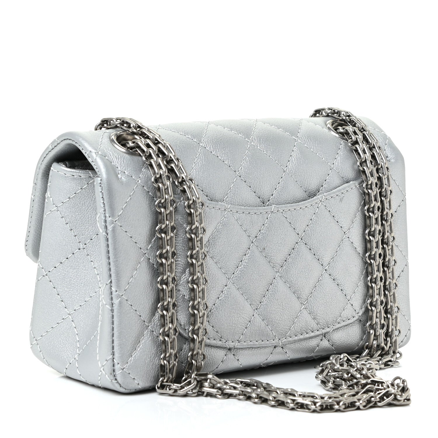 Chanel Metallic Grained Calfskin Quilted 2.55 Reissue Mini Flap Silver 3 of 11