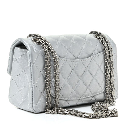 Chanel Metallic Grained Calfskin Quilted 2.55 Reissue Mini Flap Silver 3 of 11
