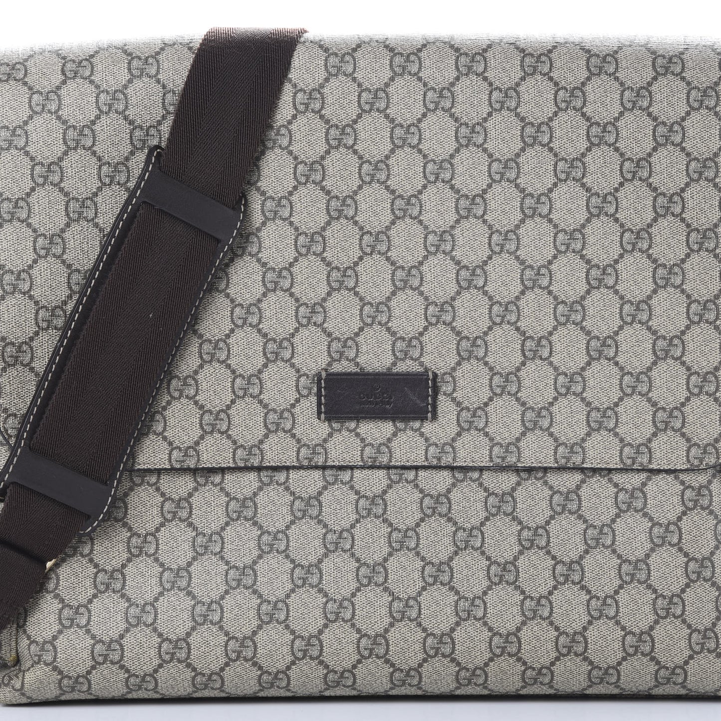 GG Plus Monogram Messenger Diaper Bag Dark Brown