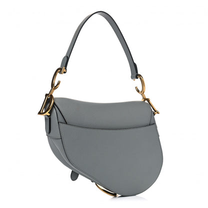Christian Dior Grained Calfskin Saddle Bag Grey 2 of 7