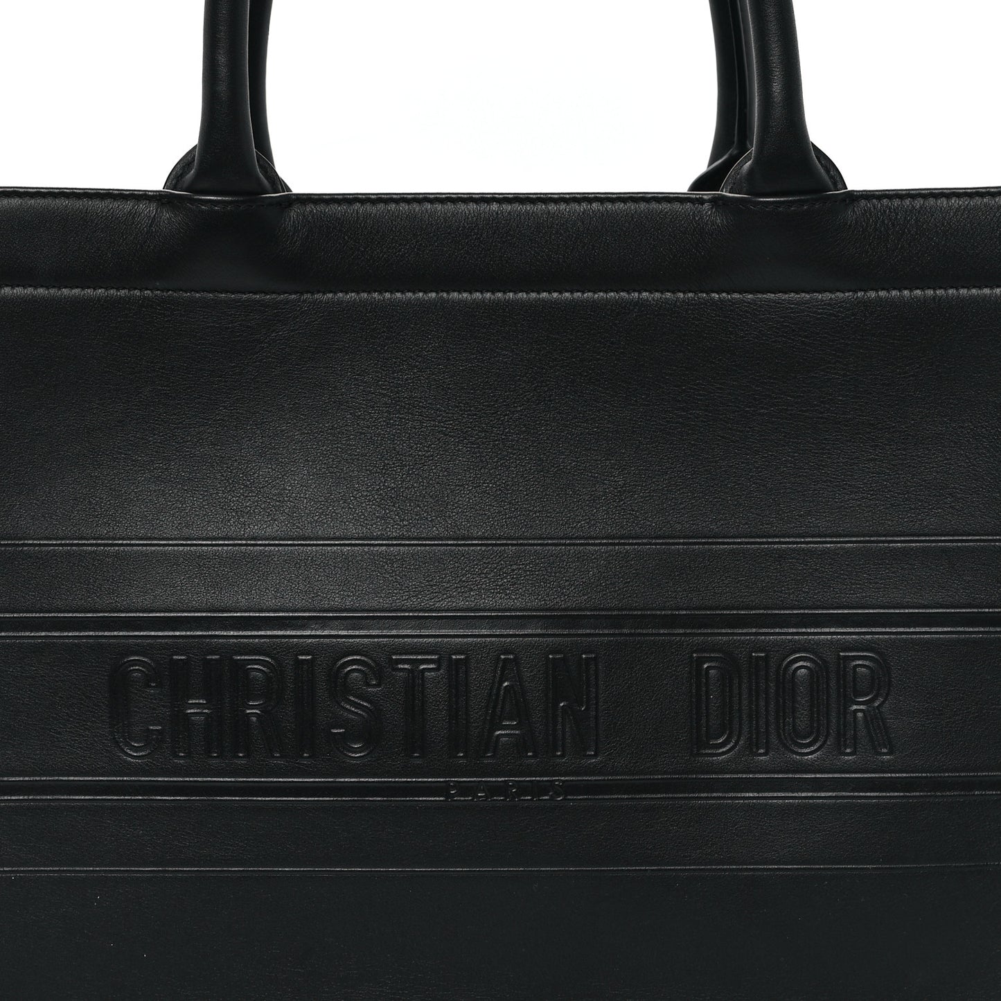 Calfskin Embossed Medium Book Tote Black