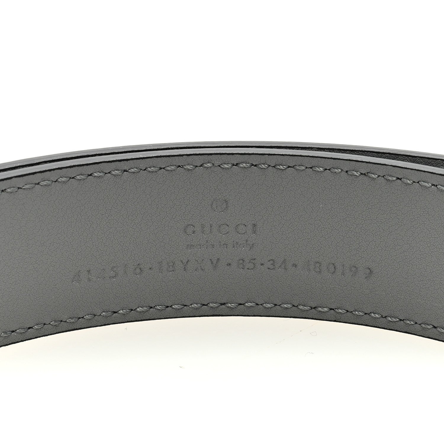 Gucci Azalea Calfskin Enamel Monochrome Double G 30mm Belt 80/32 Deep Grey 3 of 4