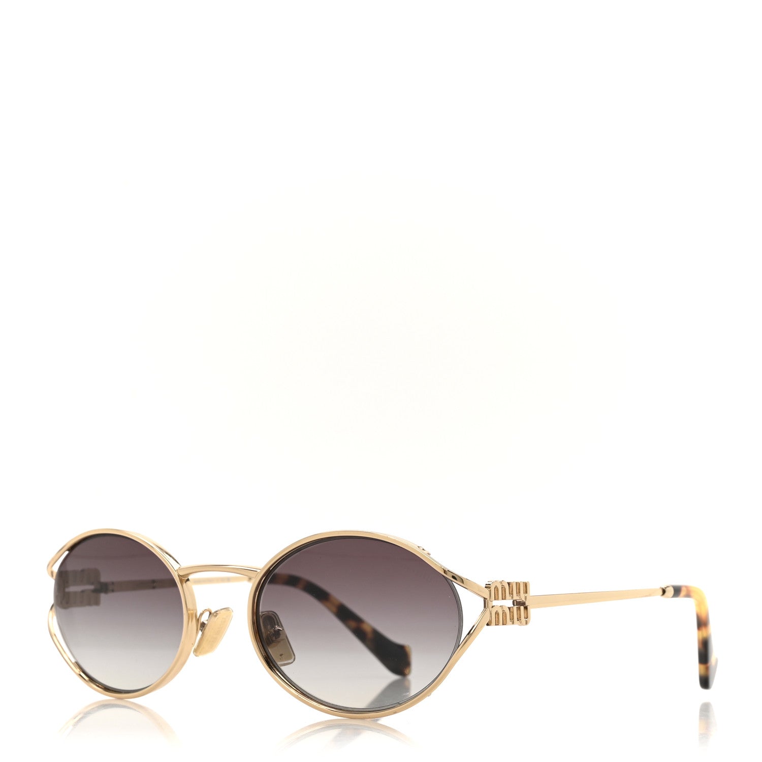 Miu Miu Metal Oval Sunglasses SMU52Y Black Gold 1 of 8